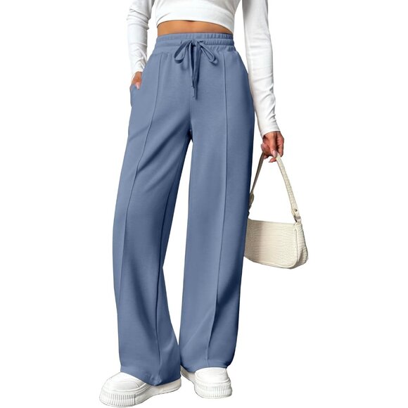 Wide Leg Sweatpants Women High Waisted Baggy Sweat Pants Elastic Elevated Seams